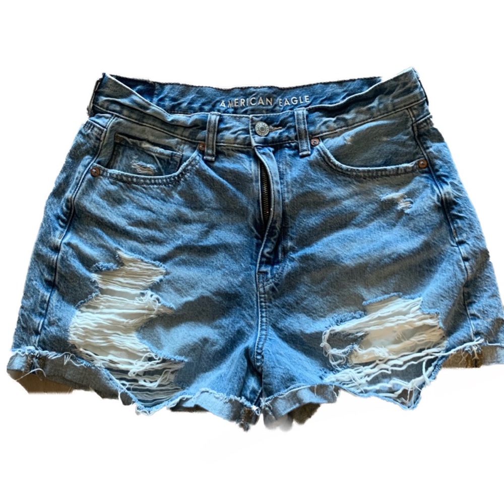 American Eagle Distressed Denim Mom Shorts